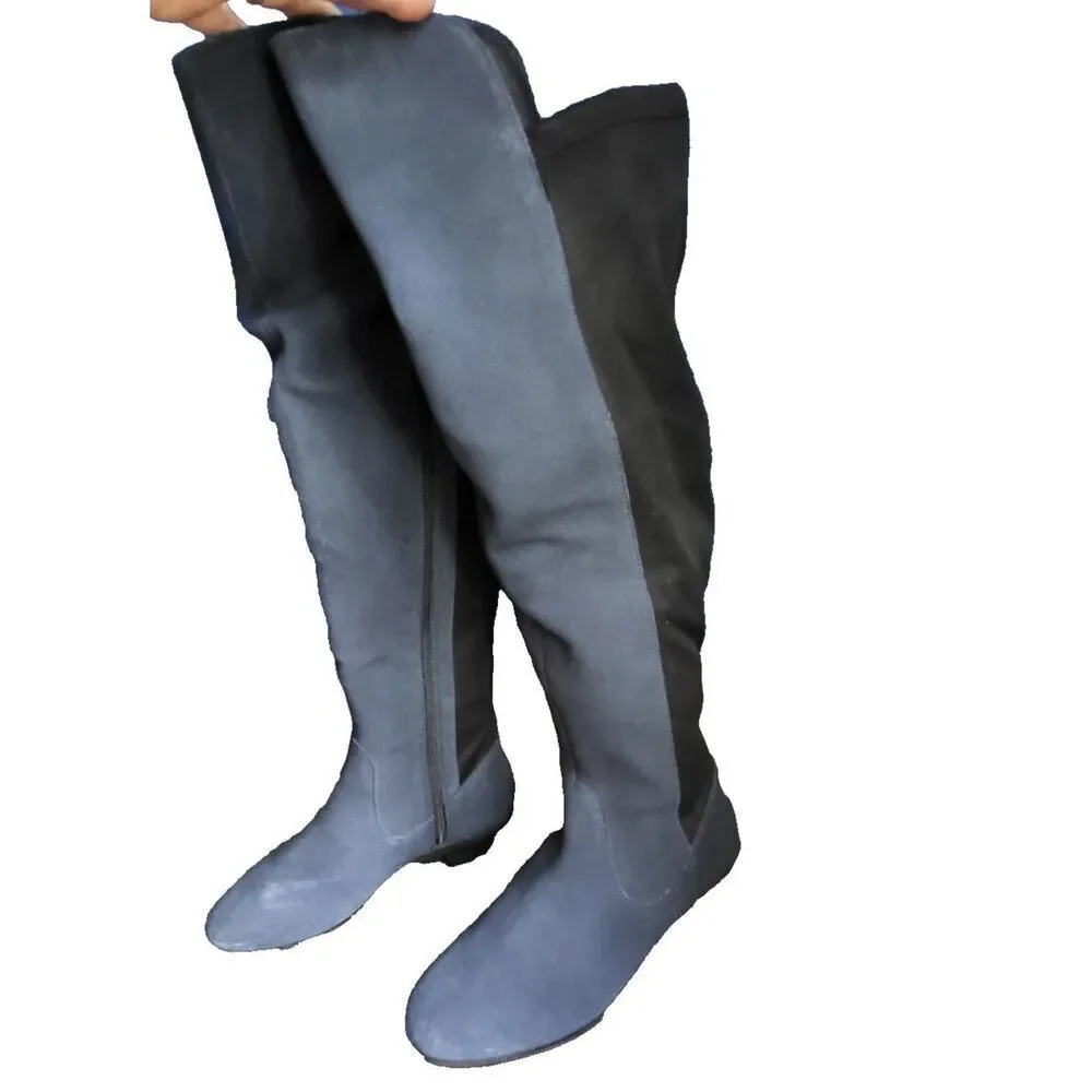 UNISA NEW FAUX SUEDE NEW HIGH BOOTS NAVY BLUE SIZE 9w